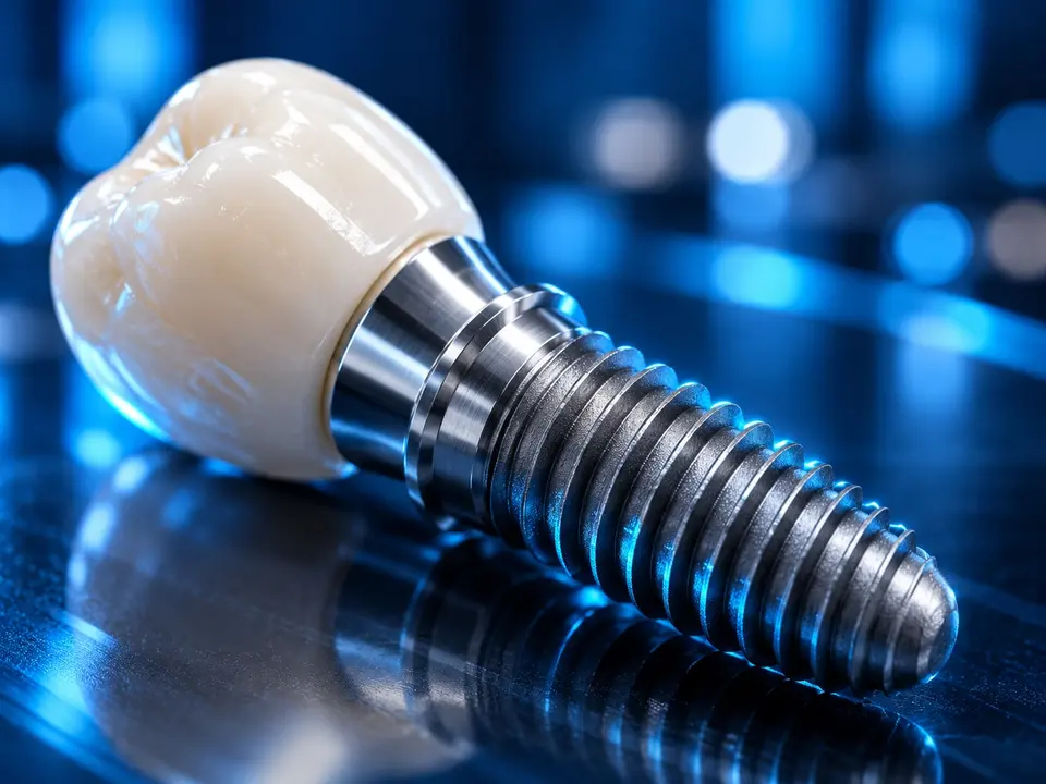 A dental implant with a ceramic crown